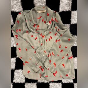 Zara Women's Green Button Down Shirt